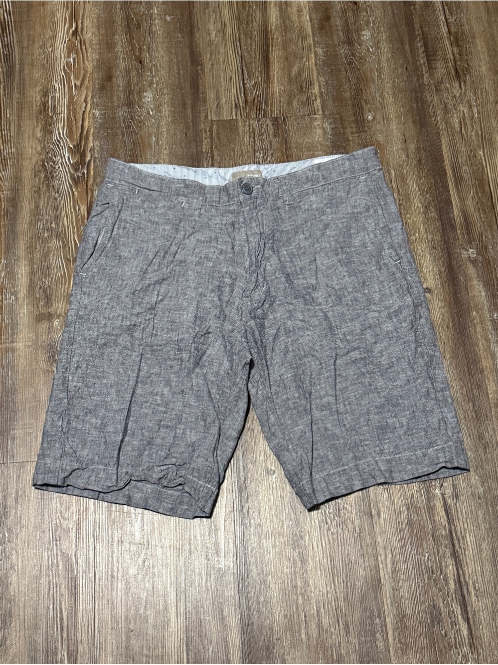 Bruno Classic Fit Linen Blend Shorts Men's 34 Heather Gray High Rise Vacation We